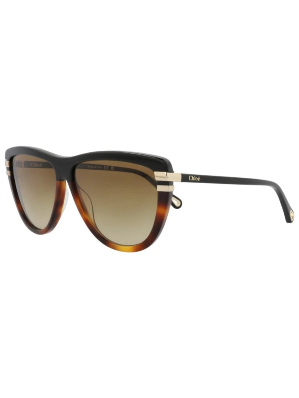 New Chloé Women's Sunglasses Square Rectangle Recycled Acetate Frame Black Black